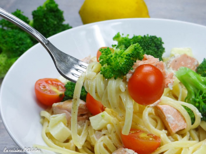 Pâtes au brocolis, saumon et tomates cerises La Cuisine d'Adeline