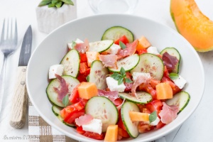 Salade de concombre tomate melon et mozzarella recette équilibrée